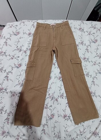 Kahverengi kargo pantalon 36 - 38 uyumlu