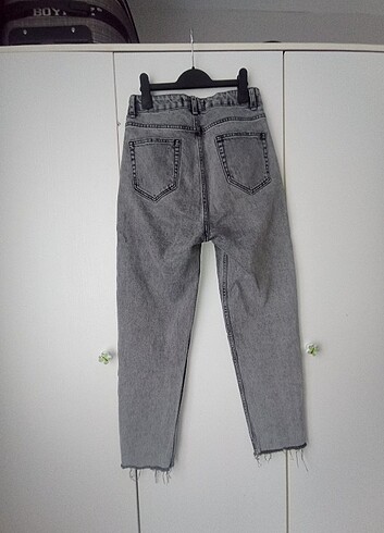 38 Beden Gri Regular Fit Jean Yüksek Bel