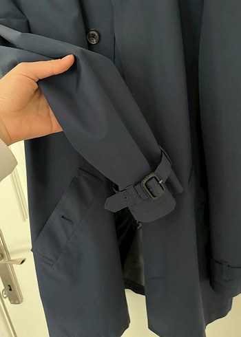 Erkek Lacivert Trençkot - Görsel 4