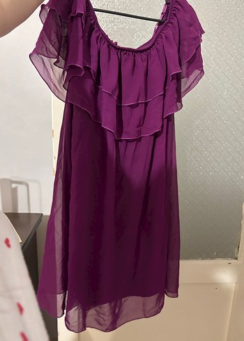 Mor Straplez Midi Elbise - Görsel 3