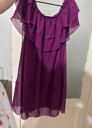 Mor Straplez Midi Elbise - Görsel 2