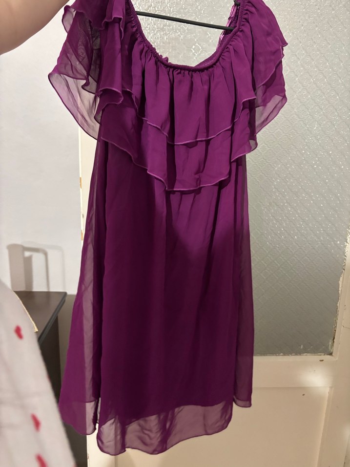 Mor Straplez Midi Elbise - Görsel 3