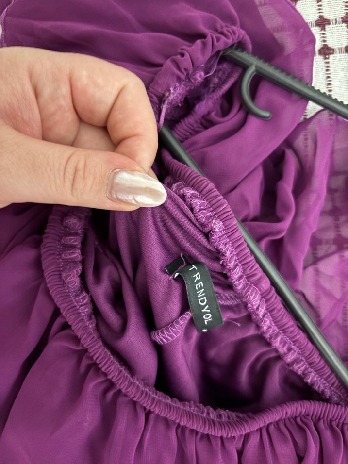 Mor Straplez Midi Elbise - Görsel 4