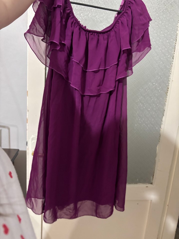 Mor Straplez Midi Elbise - Görsel 2