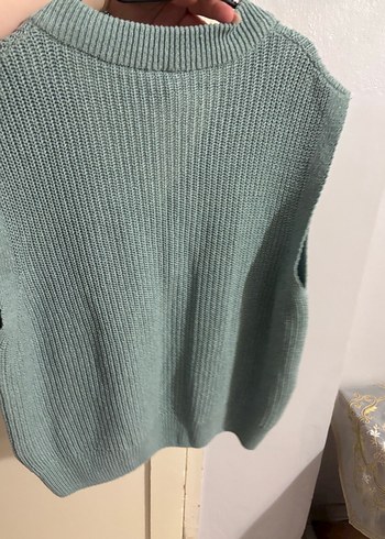 Gri V Yakalı Örgü Kadın Süveter - Görsel 3