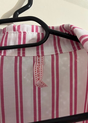 Pembe Çizgili Uzun Kollu Kadın Gömlek - Görsel 2