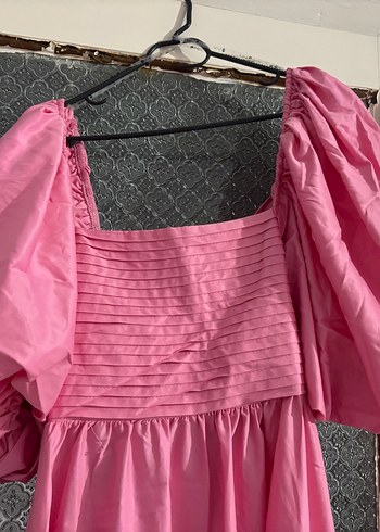 Pembe Uzun Kollu Bohem Elbise - Görsel 2