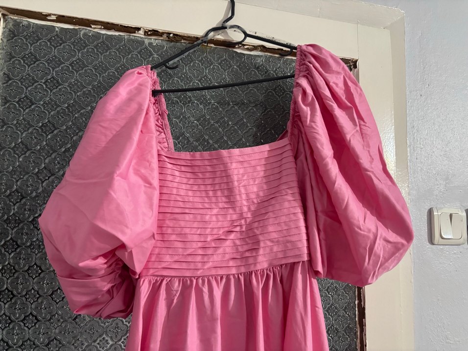 Pembe Uzun Kollu Bohem Elbise - Görsel 2