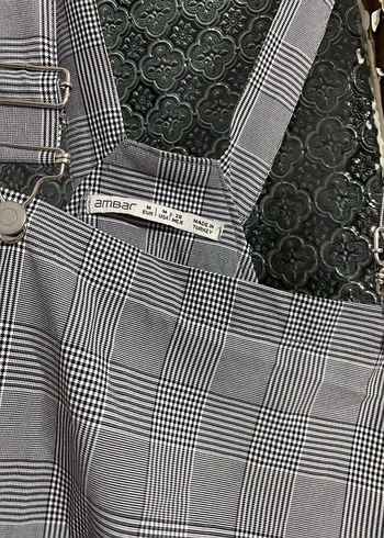 Gri Ekose Desenli Tulum Elbise - Görsel 2