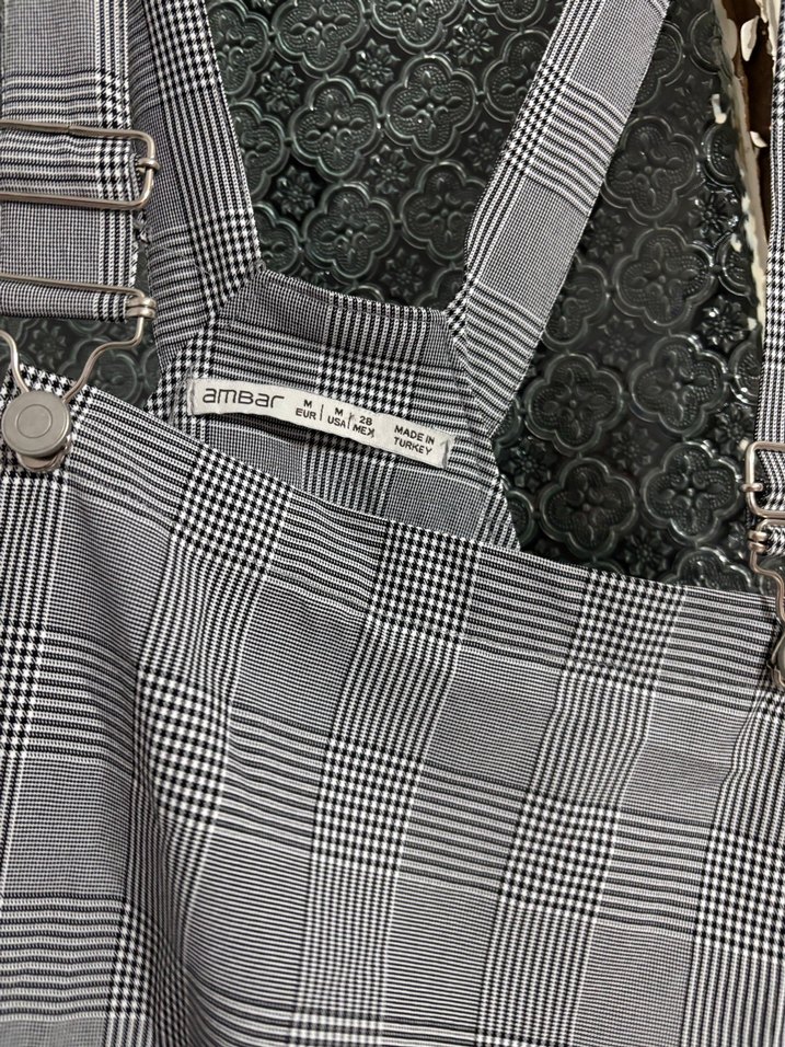 Gri Ekose Desenli Tulum Elbise - Görsel 2