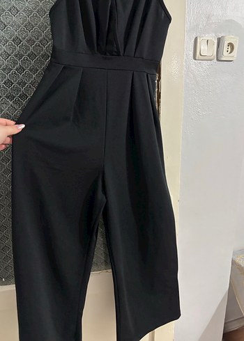 Siyah V Yaka İnce Askılı Tulum - Görsel 2