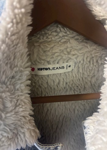 Koton Koton Peluş Detaylı Mavi Kadın Kot Ceket