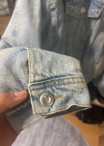 40 Beden Koton Peluş Detaylı Mavi Kadın Kot Ceket