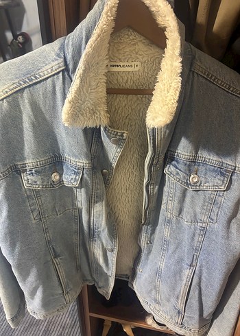 Koton Peluş Detaylı Mavi Kadın Kot Ceket