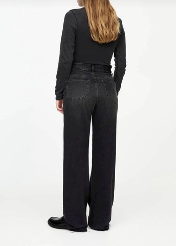 Pull and Bear Pull&Bear Siyah Bol Kesim Straight Denim Jean