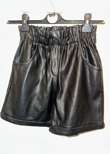 Siyah Deri Kadın Mini Şort - Görsel 7