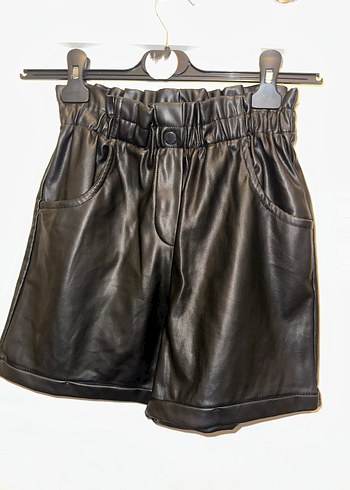 Siyah Deri Kadın Mini Şort - Görsel 6