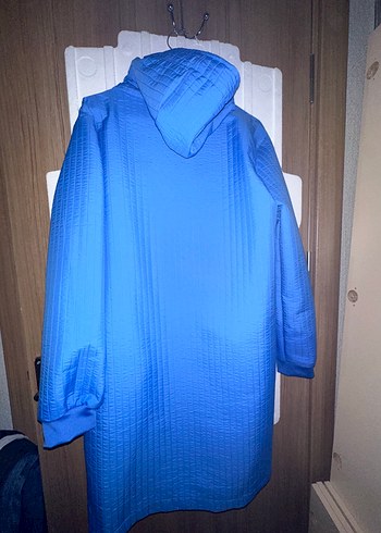 Mavi Uzun Erkek Yağmurluk Fermuarlı - Görsel 3