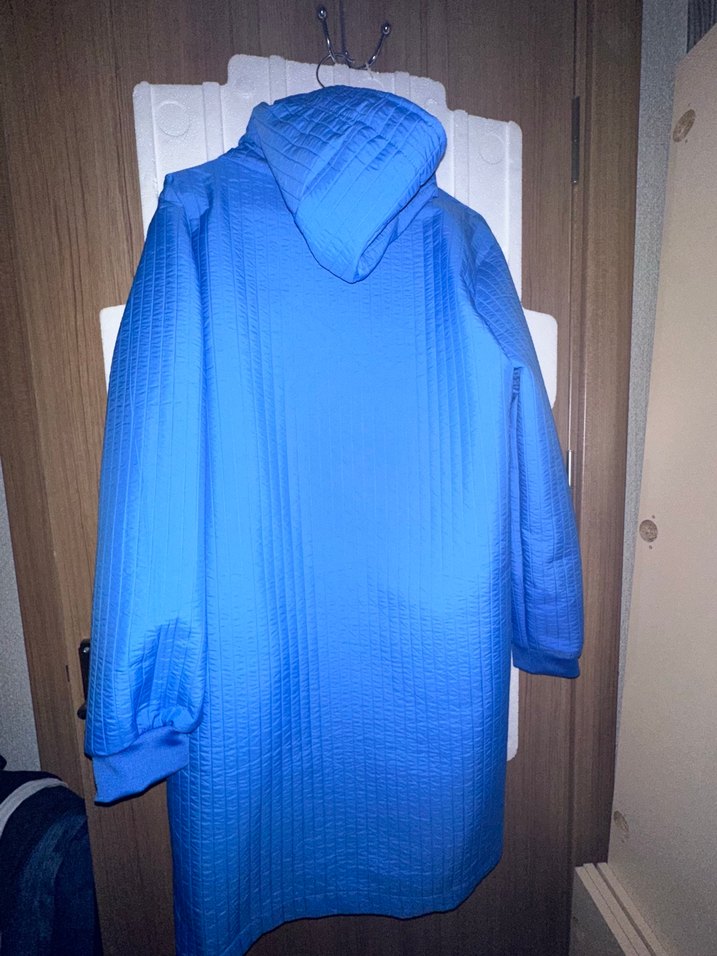 Mavi Uzun Erkek Yağmurluk Fermuarlı - Görsel 3