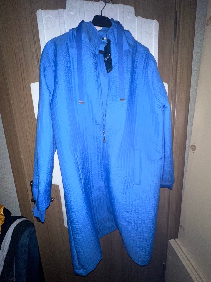 Mavi Uzun Erkek Yağmurluk Fermuarlı - Görsel 2