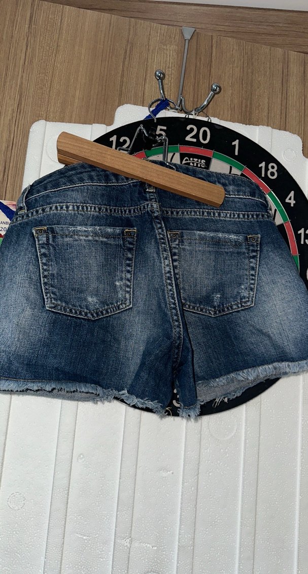 Düğmeli Mini Bağlamalı Desenli Kot Şort - Görsel 2