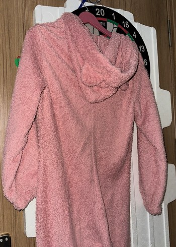 Pembe Midi Kadın Kapüşonlu Salaş tulum - Görsel 3