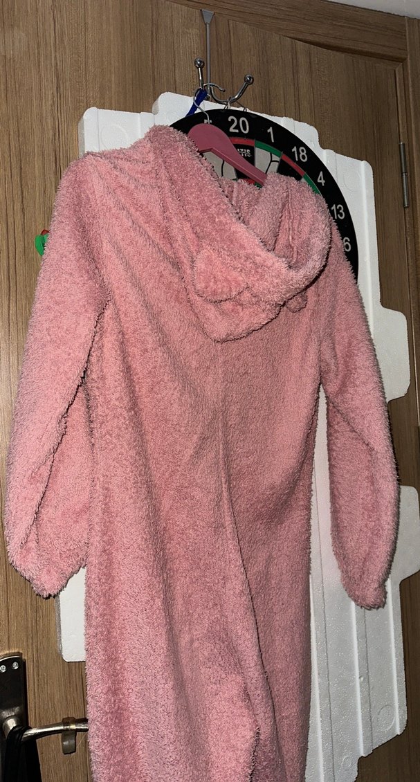 Pembe Midi Kadın Kapüşonlu Salaş tulum - Görsel 3