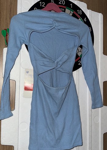 Mavi Uzun Kollu Midi Triko Elbise - Görsel 2