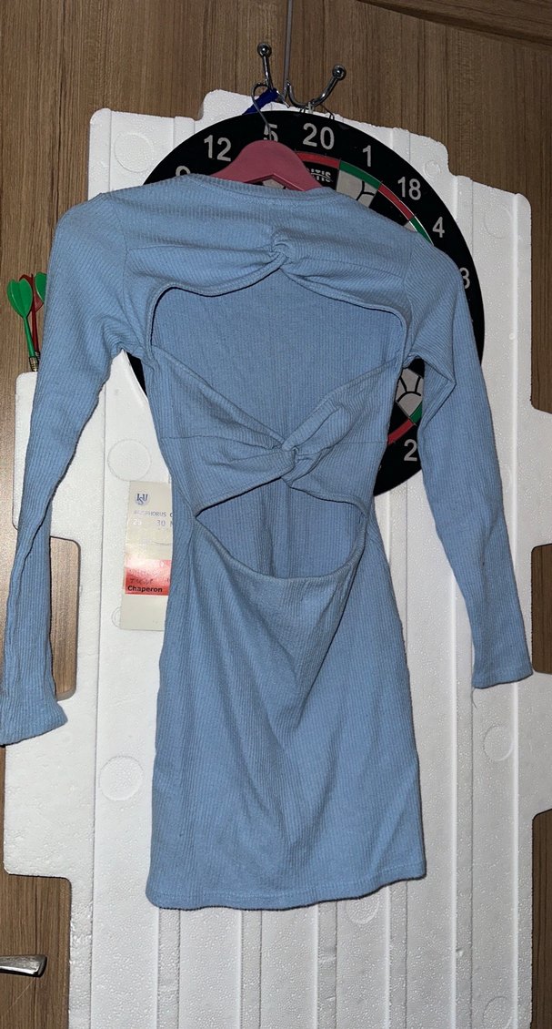 Mavi Uzun Kollu Midi Triko Elbise - Görsel 2