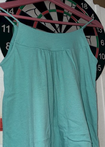 Nakışlı Turkuaz Askısız Kız Bluzu - Görsel 2