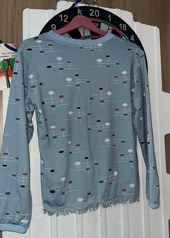 Mavi Baskılı Uzun Kollu Kız Tişörtü - Görsel 2