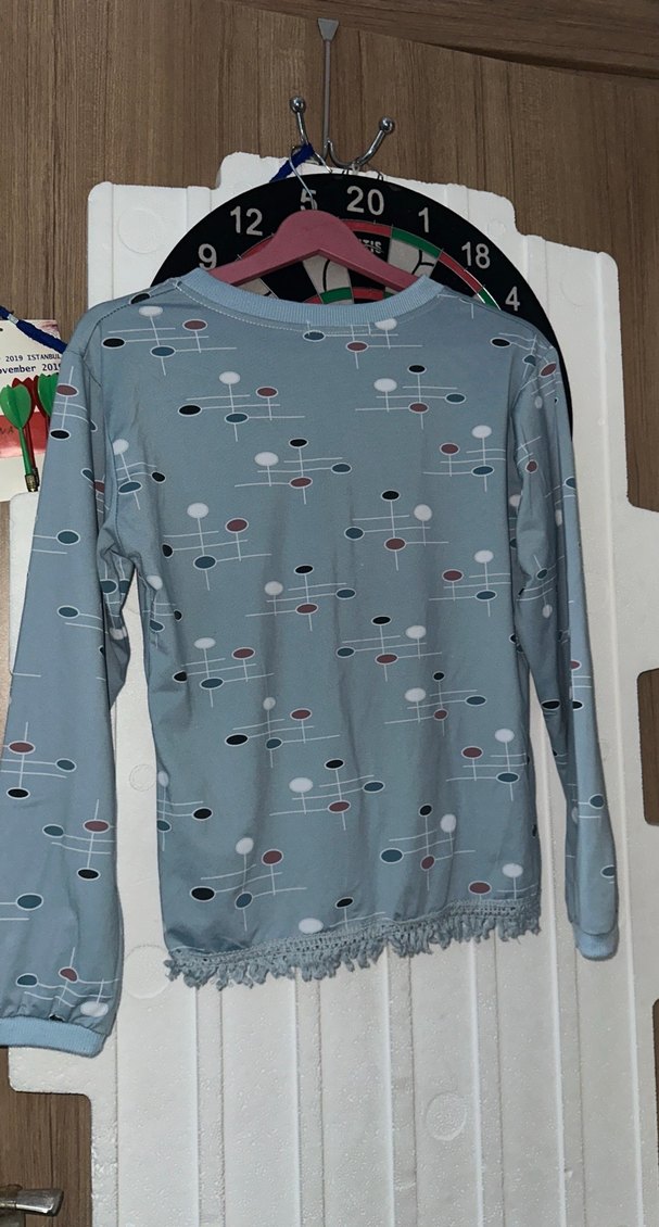 Mavi Baskılı Uzun Kollu Kız Tişörtü - Görsel 2