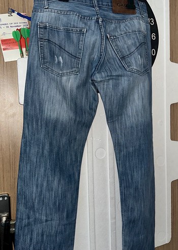 Düğmeli Gri-Mavi Bağlama Desenli Erkek Kot Pantolon - Görsel 3