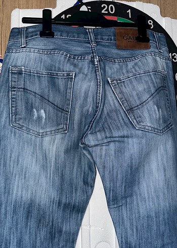 Düğmeli Gri-Mavi Bağlama Desenli Erkek Kot Pantolon - Görsel 4