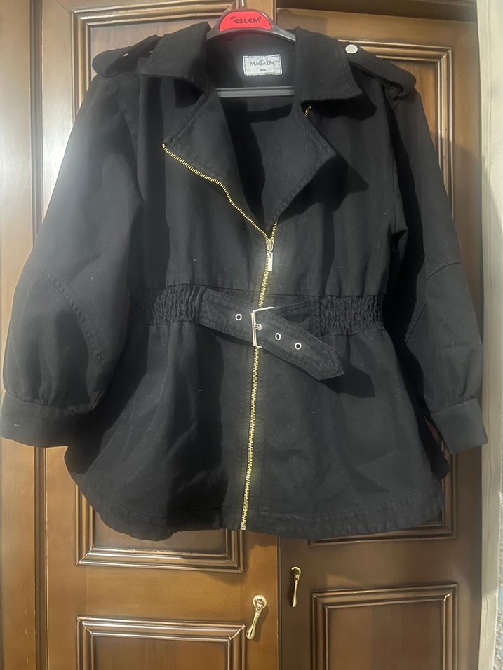 Siyah Kemerli Midi Kadın Ceket - Görsel 2