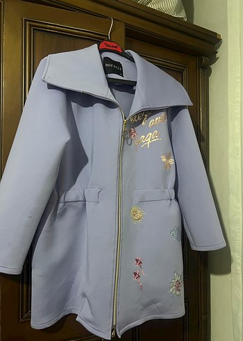 Nakışlı Mor Mini Kadın Kaban - Görsel 2