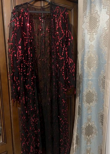 Kırmızı Payetli Uzun Bohem Elbise - Görsel 3