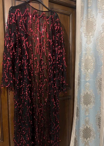 Kırmızı Payetli Uzun Bohem Elbise - Görsel 2