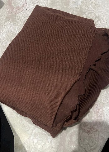 Kahverengi beyaz kumaş elbise olabilir herşey olur - Görsel 2