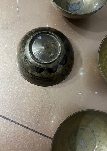 Koyu Altın Renkli Metal Kase Seti - Görsel 4