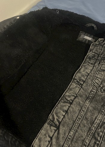 Düğmeli Gri Kadın Denim Ceket - Görsel 5