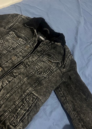 Düğmeli Gri Kadın Denim Ceket - Görsel 3