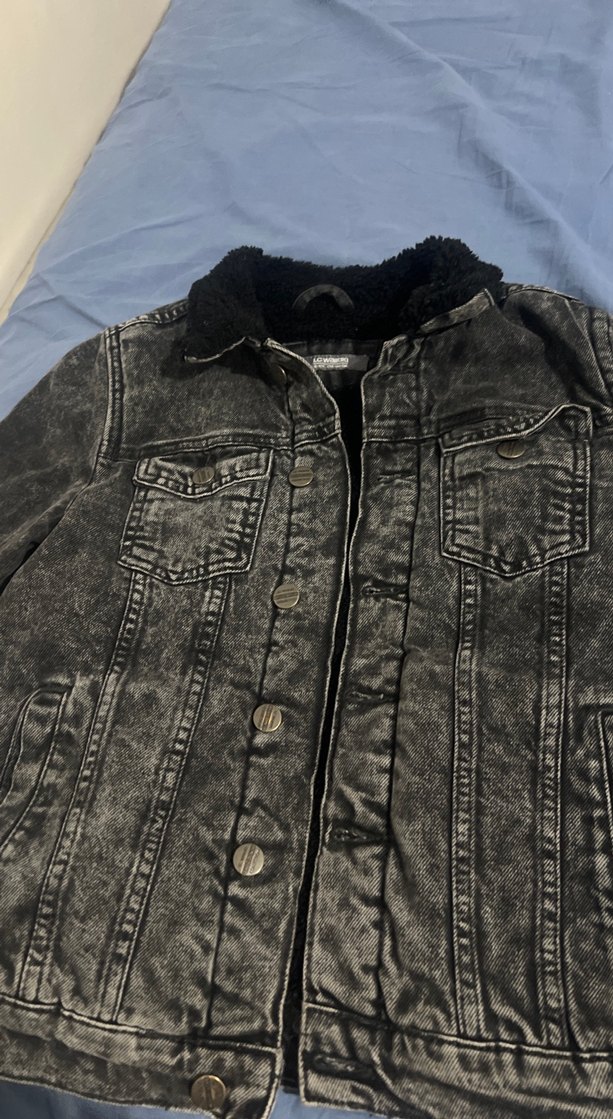 Düğmeli Gri Kadın Denim Ceket - Görsel 4