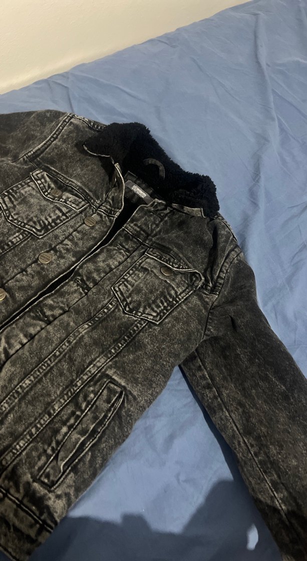 Düğmeli Gri Kadın Denim Ceket - Görsel 3