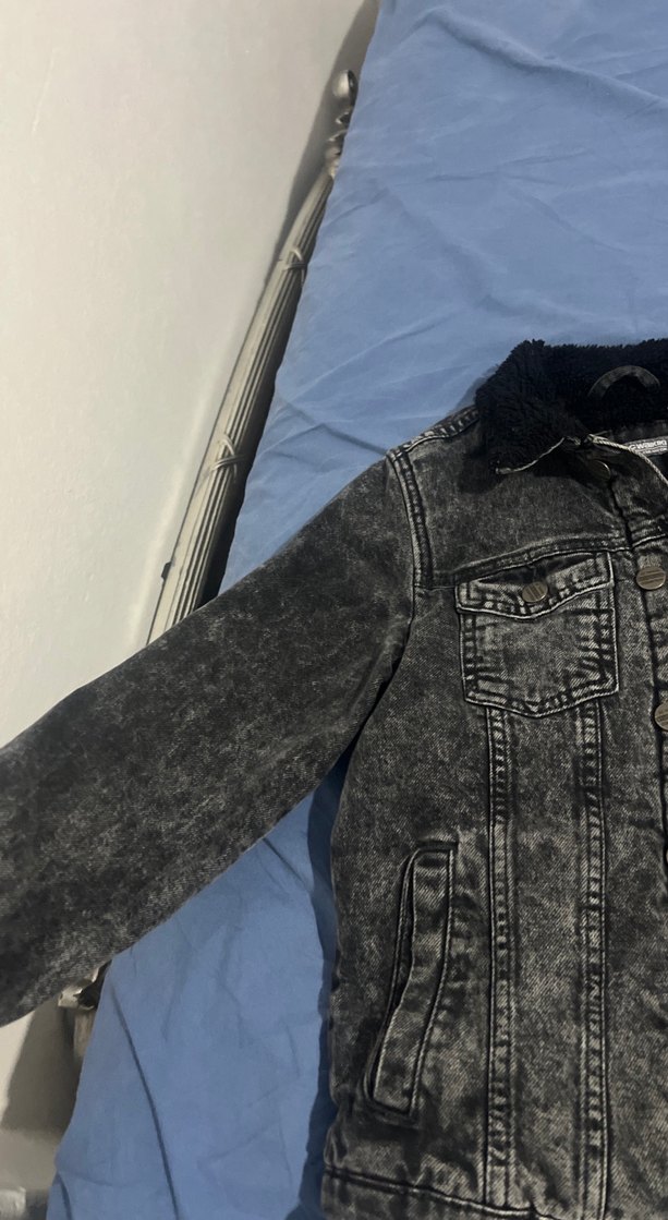 Düğmeli Gri Kadın Denim Ceket - Görsel 2