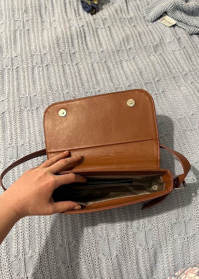 Taba rengi omuz çantası - Görsel 3