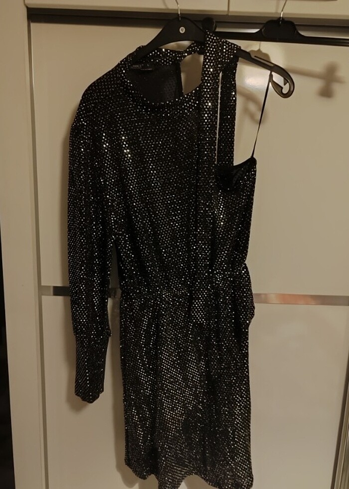 L beden tek kol elbise - Görsel 5