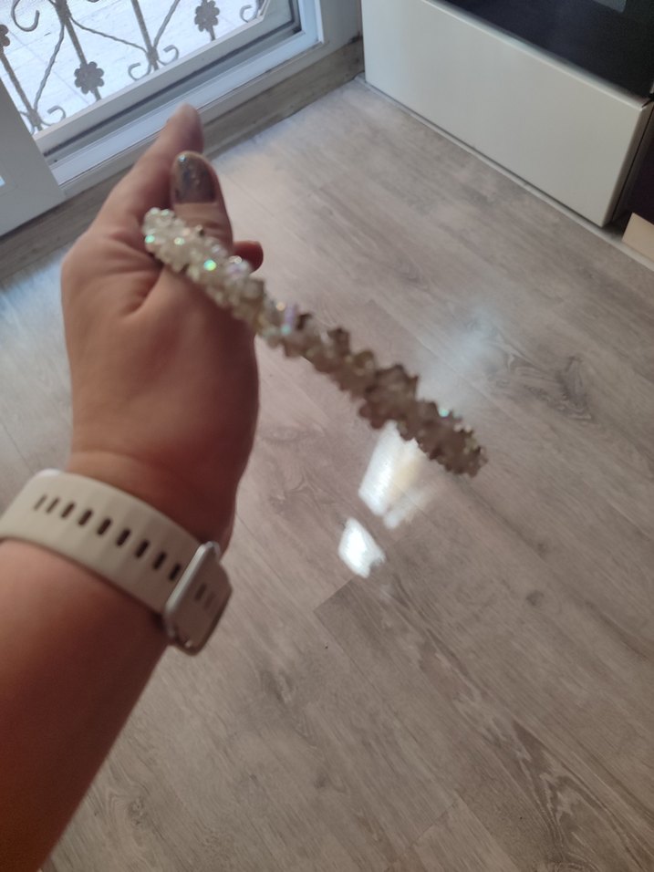 Boncuklu Beyaz Cam Taç - Görsel 2