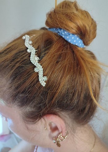 Beyaz Parlak Boncuklu Saç Tarağı - Görsel 4