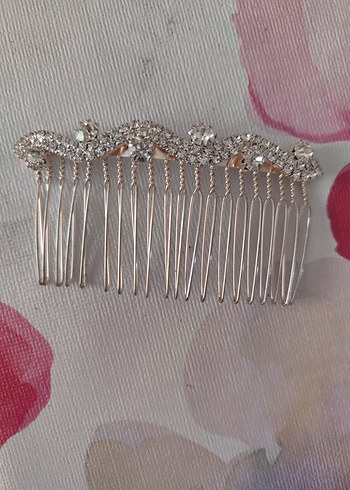 Beyaz Parlak Boncuklu Saç Tarağı - Görsel 2